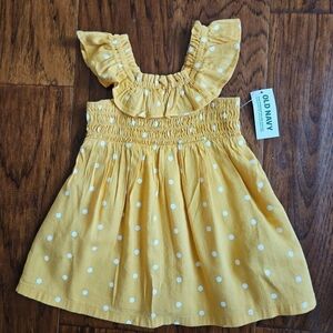 NEW Old Navy 3-6 Month Baby Girl Dress Yellow White Polka Dots Sleeveless